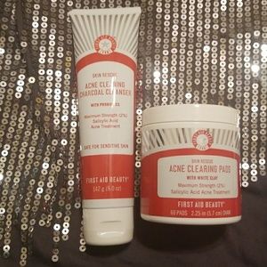 First Aid Beauty cleanser and acne clearing pads